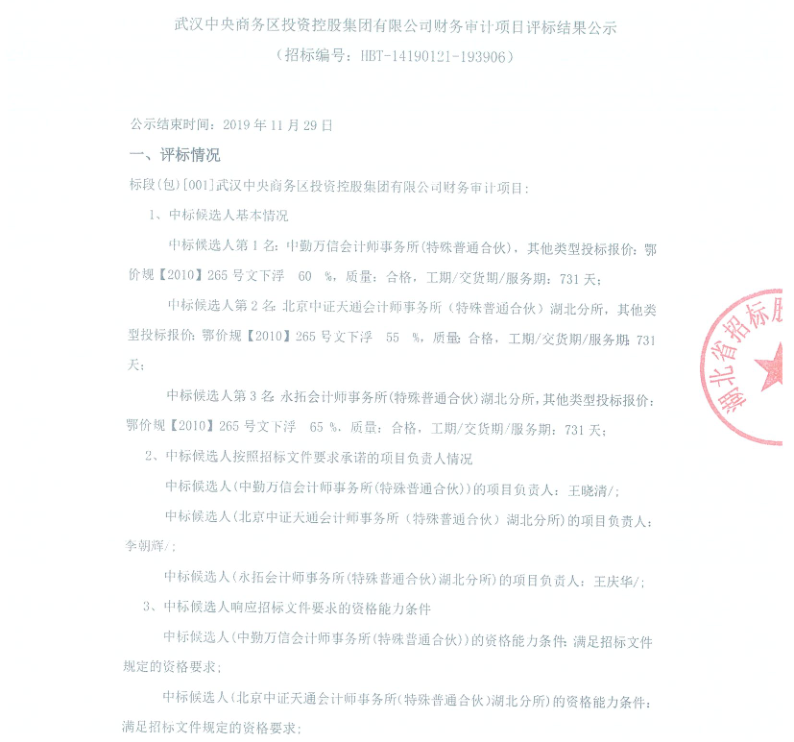 qmh球盟会财务审计项目评标结果公示
